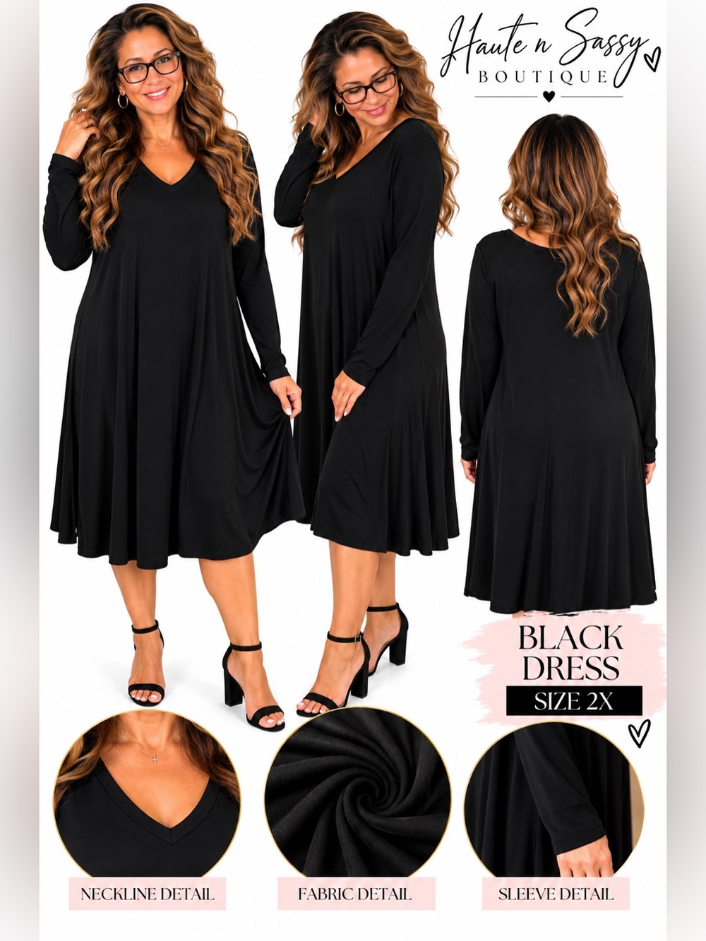 🖤 Black Lightweight Stretch Dress Size 2X